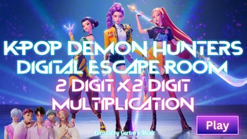 K-Pop Demon Hunters 2 Digit x 2 Digit Multiplication - Digital Escape Room