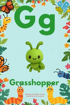 A-Z Insects & Worms Alphabet Flashcards | Printable ABC Learning Cards | Kids