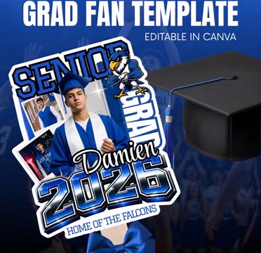 High School Graduation Fan Template - Editable Canva Program for Class of 2026, Senior Grad Photo Digital Download Editable Keepsake DIY - Etsy