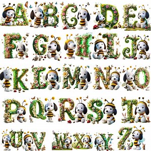 Snoopy Inspired Alphabet PNG Bundle | Cartoon Letters A-Z Clipart (digital Download) - Etsy