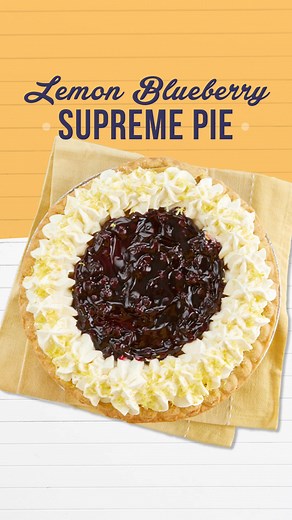 Say hello to the perfect slice of spring with our Lemon Blueberry Supreme Pie—light, tangy, and irresistible! 🍋🫐 | Village Inn Restaurants