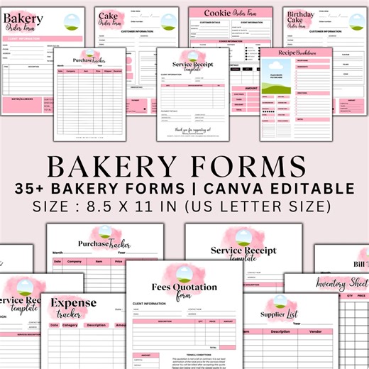 Printable Bakery Order Form, Cake Order Form, Cookie Order Form,bakery Business Order Form Canva Template,cake Invoice Form Instant Download - Etsy