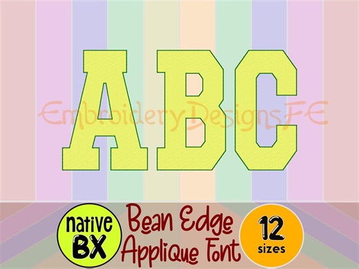Bean Stitch Sport Applique Alphabet | Varsity Applique Font | College Embroidery Letters & Numbers | 12 Sizes   Native BX | Instant Download - Etsy