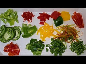 14 basic cuts of capsicum with sheps and size | basic types of vegetables cutting #knifeskills