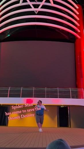 Folks doing the Cupid Shuffle during the “Let’s Set Sail” party on the Disney Destiny were interrupted by a battle between Spider-Man and Electro 👀 This awesome stage show has been changed up for the Destiny with a great touch of Heroes and Villains! 🚢 Please remember that this show typically takes place in the afternoon, but this preview sailing is leaving late so we got a nighttime version 🌕 Thank you so much to @disneycruiseline for the invitation to see these amazing things aboard such an