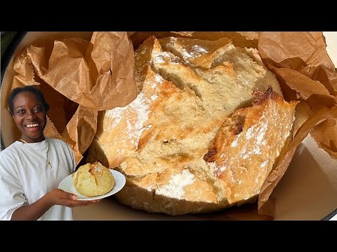 4 Ingredients! No knead bread! Everyone can make this homemade bread!