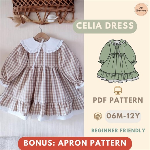 Patron de couture de robe pour enfant, PDF de robe à volants pour tout-petit, robe pour fillette adaptée aux débutants, tenue automne hiver pour bébé fille, vêtements pour enfants faciles à faire soi-même - Etsy France