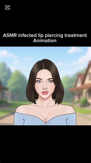 ASMR Infected lips piercing treatment Animation #asmr #treatment #animation #fyp #unfreezemyacount