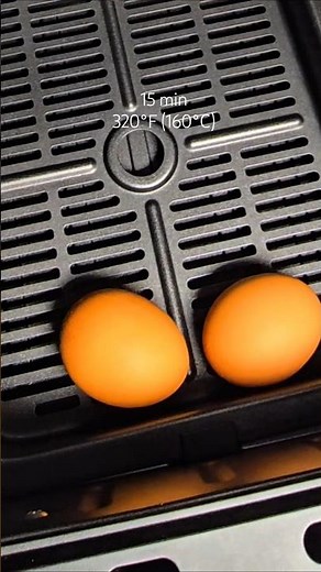 Perfect Hard-Boiled Eggs in Air Fryer. Cook for 15 min at 320 °F (160°C)