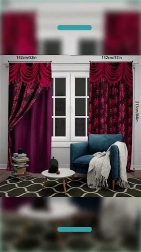 Red Floral Printed Curtains