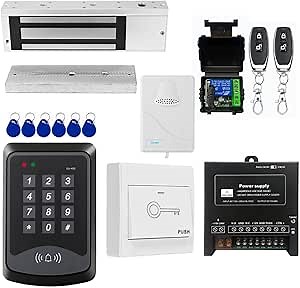 Door Access Control System RFID Keypad 1200lb Electric Magnetic Door Lock Kit with Exit Button