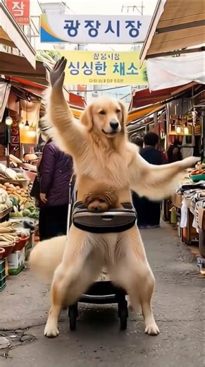 광장시장 Dancing machine puppy who tore down Gwangjang Market#koreandog #funnydog #Shorts #fyp #AIart