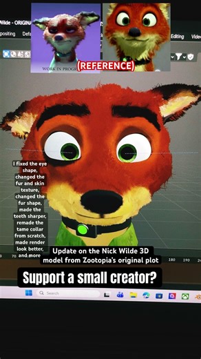 Nick Wilde original plot 3D model update. #animatedfilm #zootopia #zootopia2 #nickwilde