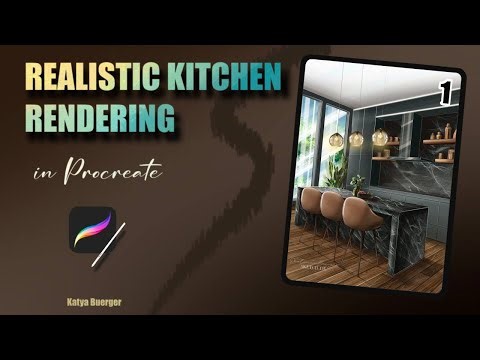 How I Draw a Realistic Kitchen in Procreate / Interior Sketch drawing / Part 1
