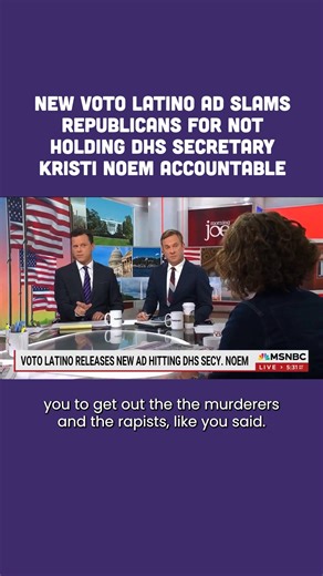 Our co-founder and president, Maria Teresa Kumar appeared on Morning Joe to talk about our new ad calling for GOP lawmakers to do their job and hold an oversight hearing to investigate Kristi Noem for her chaotic immigration policies that are affecting Latino communities. ICE continues to target Latino communities and separate families without our right to due process. It’s time for Congress to take action. Visit: STOPNOEM.COM to call your member of Congress today. | Voto Latino