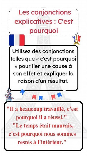 Les Conjonctions explicatives : C'est pourquoi #apprendrelefrancais #francaisfacile €#apprendre