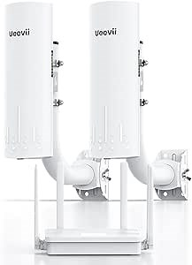 UeeVii CPE450 Wireless Bridge and WR3000K WiFi Router Kit, 5.8G 3KM Point to Point Wireless Bridge Outdoor to Shop Barn Garage Building Network Kit Solution, Outdoor WiFi Bridge(2PCS), Plug and Play