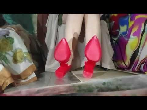 ASMR Foot Tapping Sounds | Red Block Heels & Nude Silk Stockings (Seated)
