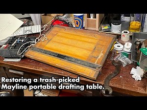 Trash Rescued Mayline Portable Drafting Table with Drawing Parallel restored to working order.