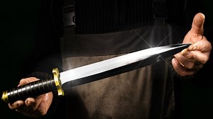 The Hermit Blacksmith made a Real Gladiator Sword! Amazing Work by True Master 😎 Being a Blacksmith Means being a Creator ❤️🔥 #knife #sharp #metal | Knives Project