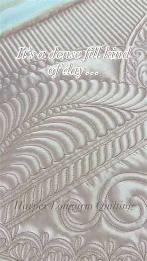 What a difference that dense background fill is making on my wholecloth quilt! I love the depth and dimension from my lattice design. I’m just getting started on it and I have a looong way to go! I might share some more progress shots so follow along! #harperlongarmquilting #quilt #quiltersofinstagram #customquilting #longarmquiltersofinstagram #longarmquilting #gammill #statler #wholeclothquilt | Harper Longarm Quilting