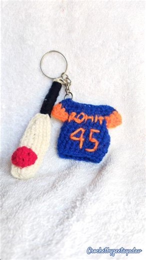 Crochet cricket jersey keychain|crochet bat & ball keychain| #crochet #shorts #cricket #viral #match