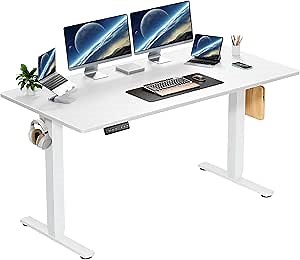 Electric Height Adjustable Standing Desk, 40x24 Inches, Ergonomic Sit-to-Stand Rising Computer Table for Home Office
