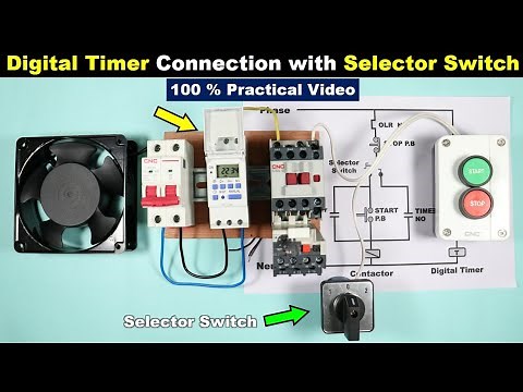 Programmable Digital Timer Connection in DOL Starter with Selector Switch @ElectricalTechnician