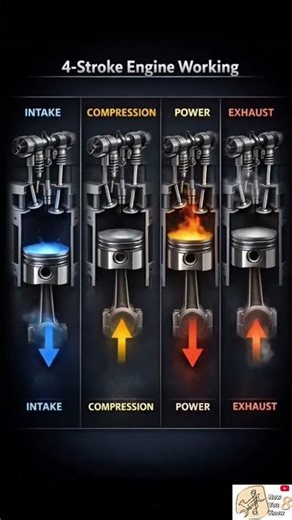 Complete Cycle of Four-Stroke Engine Explained#engine #4stroke