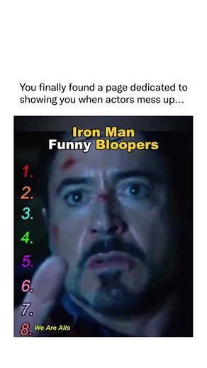 actors messing up on Instagram: "Behind the scenes of Iron Man, Robert Downey Jr. turns every Tony Stark moment into blooper chaos. He rewrites lines, improvises jokes, and forgets scripted dialogue mid-take, catching the entire cast off guard. What should be sleek superhero scenes collapse the second Downey fires off another sarcastic riff. Suit malfunctions, helmet delays, and mistimed cues only make things funnier as he keeps playing with the character. Co-stars break instantly when he goes o
