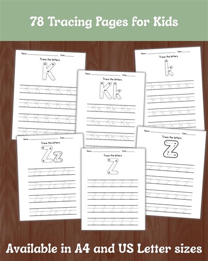 A-Zアルファベットトレースワークシート | 幼児向け文字練習 | 幼稚園児向け | 就学前向け手書きアクティビティ | 今すぐダウンロード - Etsy 日本