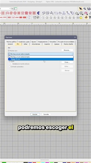 Coloca el aro que encaja con tu diseño #digitizing #ponchado #tutorial #wilcom