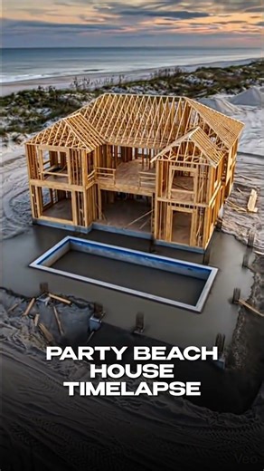 🏖️ Party Beach House Timelapse! 🏗️ #timelapse #architecture #satisfying