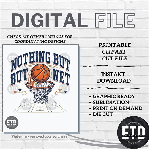 Nothing but Net Basketball PNG SVG, March Madness Sports Fan Digital Download, Distressed Hoop Graphic for T-shirts Mugs Crafts, Digital - Etsy