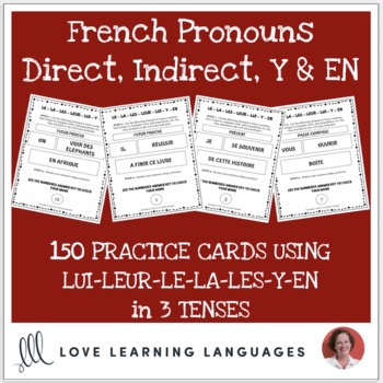 French Direct, Indirect, Y, and EN Pronouns – Practice Cards Review Activity