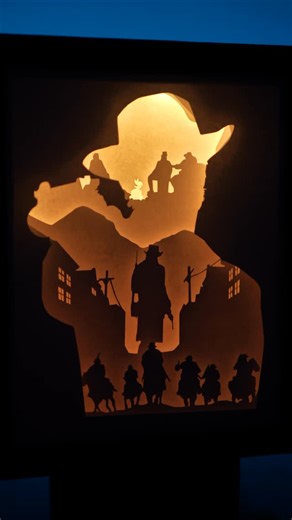 Dr. Papperoni on Instagram: "Red Dead Redemption 2 DIY Paper Cut Lightbox 🌄 ✂️ Do you like it? Make the same! You can find full DIY tutorial and printable templates for cutting via the link in my profile description 🔗 #rdr2 #reddeadredemption2 #videogames"