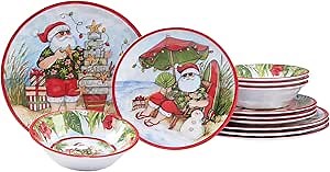 Certified International Santa's Wish Melamine 12 Piece Dinnerware Set, Service for 4