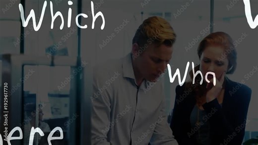 Man pointing laptop starting office talk woman leaning, questions obscuring view solving issues