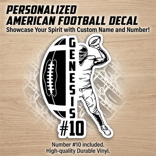 Custom Football Sticker With Name and Number, Personalized Quarterback Decal, American Football Water Bottle Sticker, Sports Team Gift - Etsy