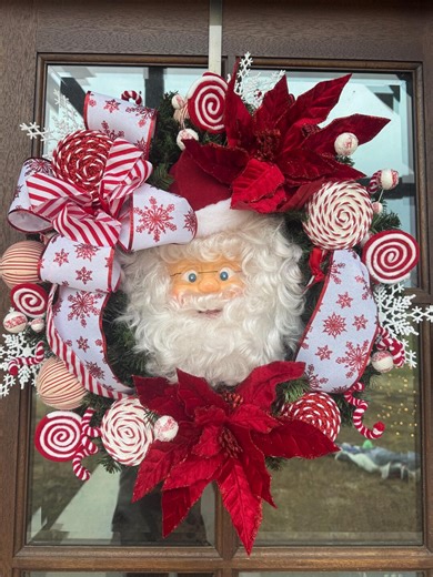 Santa Face Christmas Wreath - Etsy