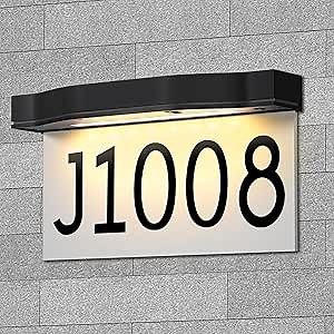 House Numbers for Outside, Solar Powered Address Plaques for Housewith Adjustable Solar Panel 3 Lighting Colors LED Illuminated Solar House Numbers Waterproof, Dark Black