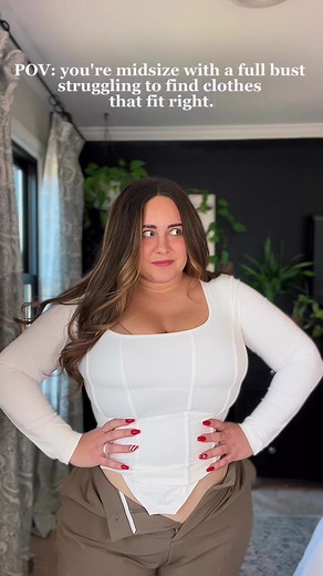 If you are new to my page, HI! I’m Amanda! I’m a short (5’2”) curvy midsize mama and I’m a size 38J! If you are currently rediscovering your personal style and self confidence like me, follow along! ☺️ 🔗 Comment INFO for a link to the pieces shown in this reel in your inbox 📩 #midsizestyle #outfitinspo #styleinspo | Amanda's Curvy Fashion Finds