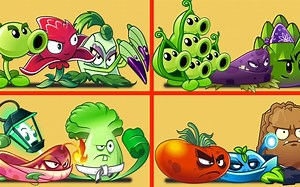 PvZ 2 4 强力植物团队 对抗 僵尸团队 - Pokra x Pea Pod x Pyre Vine x Ultomato
