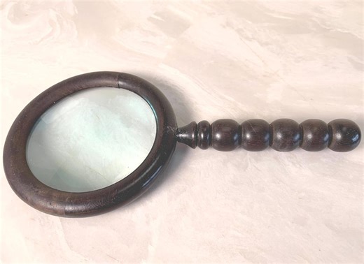 Genuine Antique Magnifying Glass Ebony Wood W/turned Handle and Wood Framed Glass - Etsy