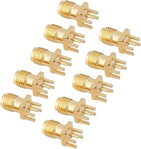 YWBL-WH 10 Pcs SMA Female Base Socket Jack PCB Mount Adapter 50 Ohm RF Connectors Brass