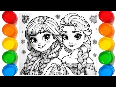 How to Draw a Beautiful Princess Elsa and Anna from Frozen | Disney Princess Drawing and Coloring