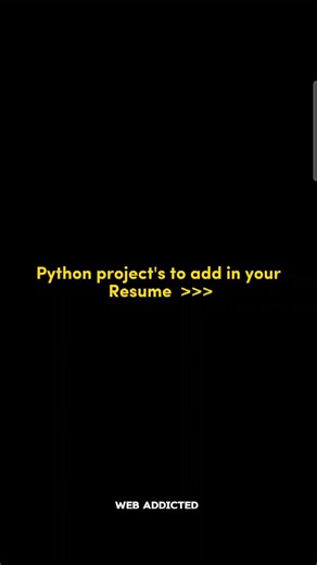 Rahul vaishnav 🧿 on Instagram: "Python projects that make your resume 🔥🐍 Most students learn Python… few build real projects 👀 ⚡ Student Management System ⚡ Web Scraper (Jobs / Prices / News) ⚡ Expense Tracker ⚡ Weather App (API based) ⚡ Password Generator & Manager ⚡ Data Analysis Project (Python + Pandas) These projects = ✅ better shortlisting ✅ strong GitHub profile ✅ real interview confidence 💬 Comment “link” for project resources 📌 Follow webaddicted.in for daily projects, free course