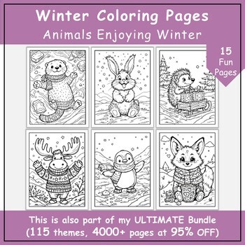 Animals Coloring Pages Winter-Themed | Develop Creativity & Fine Motor Skills