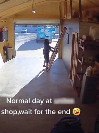 Technician Falls Off Ladder and Rolls on Floor