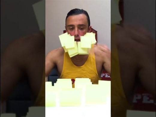 Most sticky notes stuck on the face in 30 secs: 38 by Silvio Sabba🏆🥇#SHORTS | Richard C.